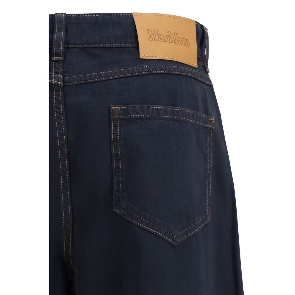 Pantalones casuales de algodón azul Max Mara