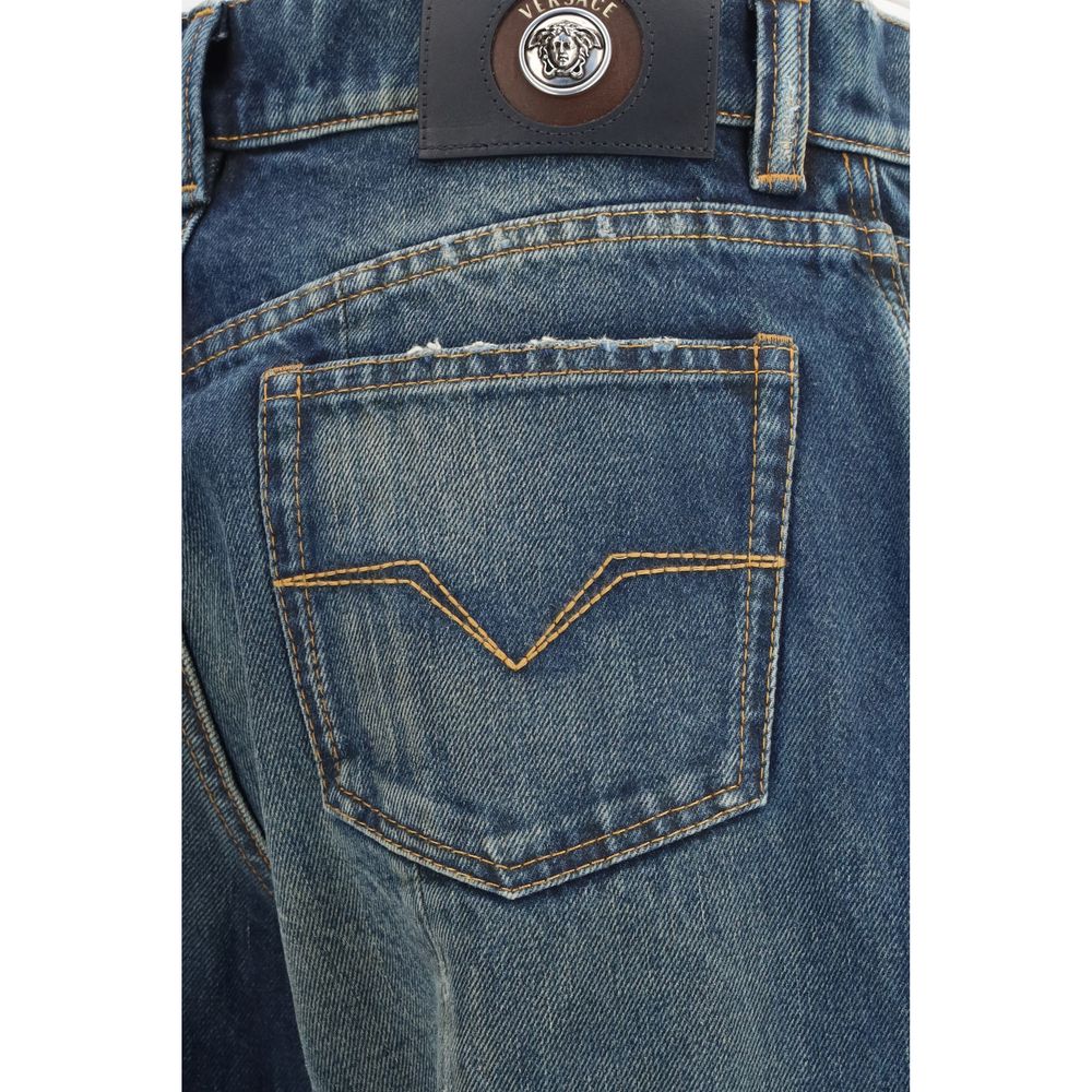 Vaqueros rectos de algodón azul Versace