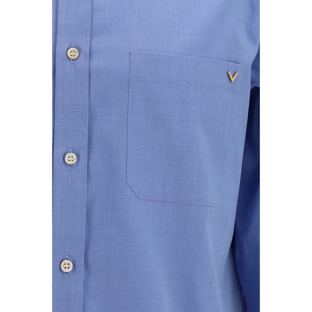 Camisa de algodón azul Valentino Garavani