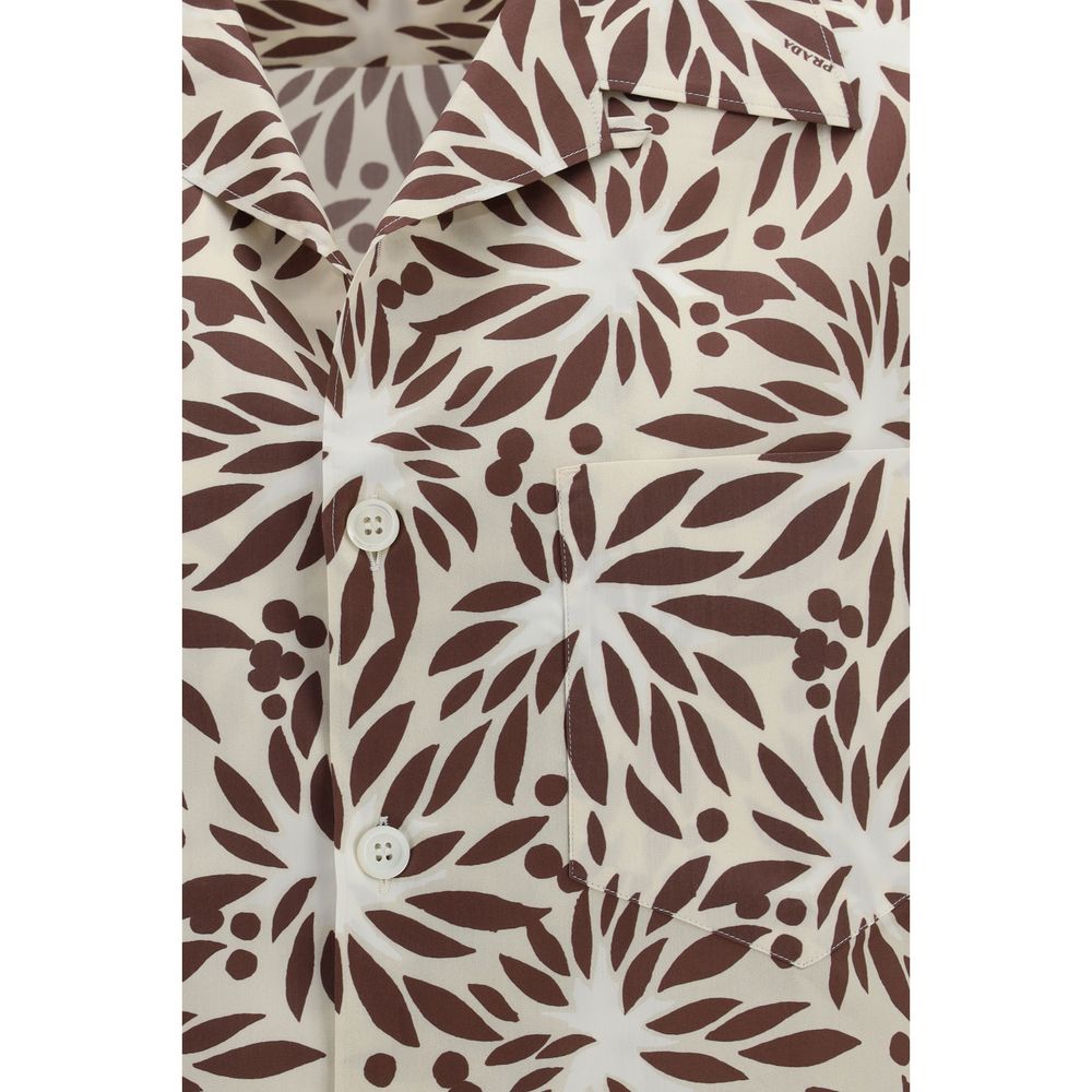 Camisa Prada de algodón marrón con estampado