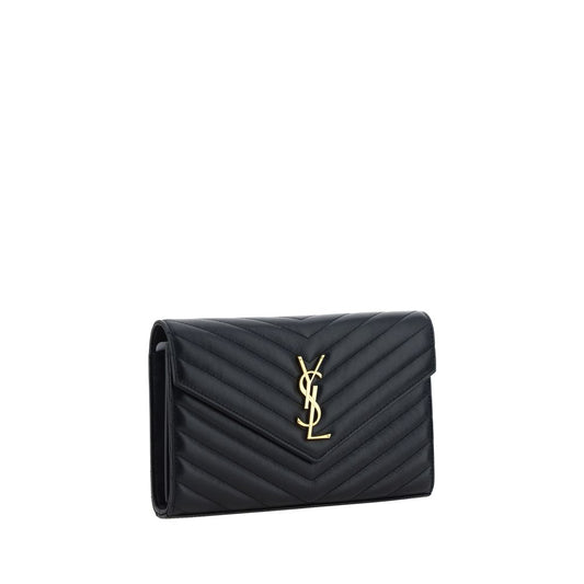 Bolso de hombro Saint Laurent negro de piel de cordero Ovis Aries Aries