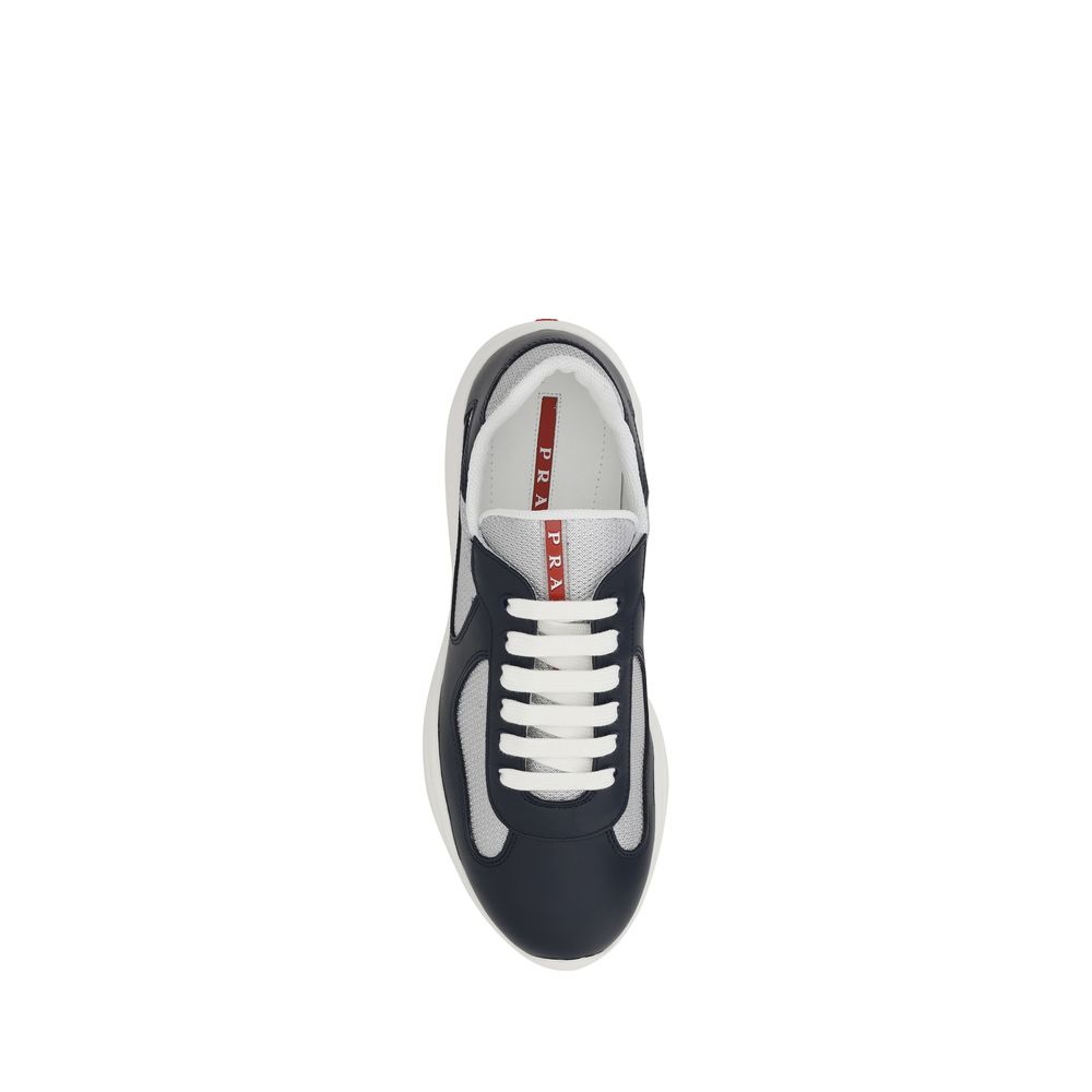 Baskets Prada bleues en cuir de vachette Modèle Bos Taurus