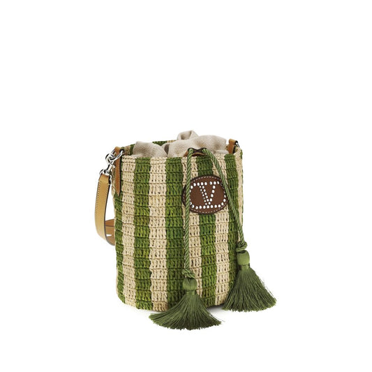 Bolso bombonera Valentino Garavani de rafia bicolor