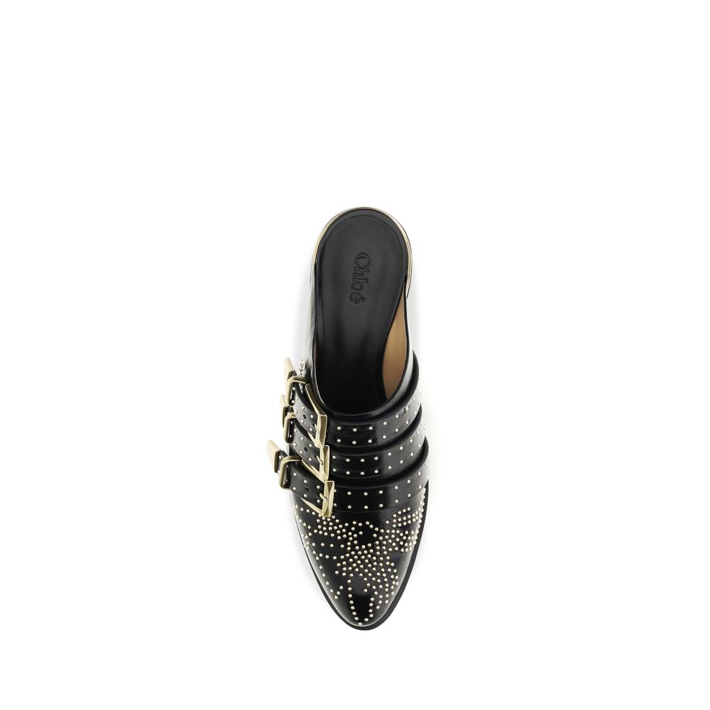 Mules Chloé de Piel de Becerro Negra Bos Taurus