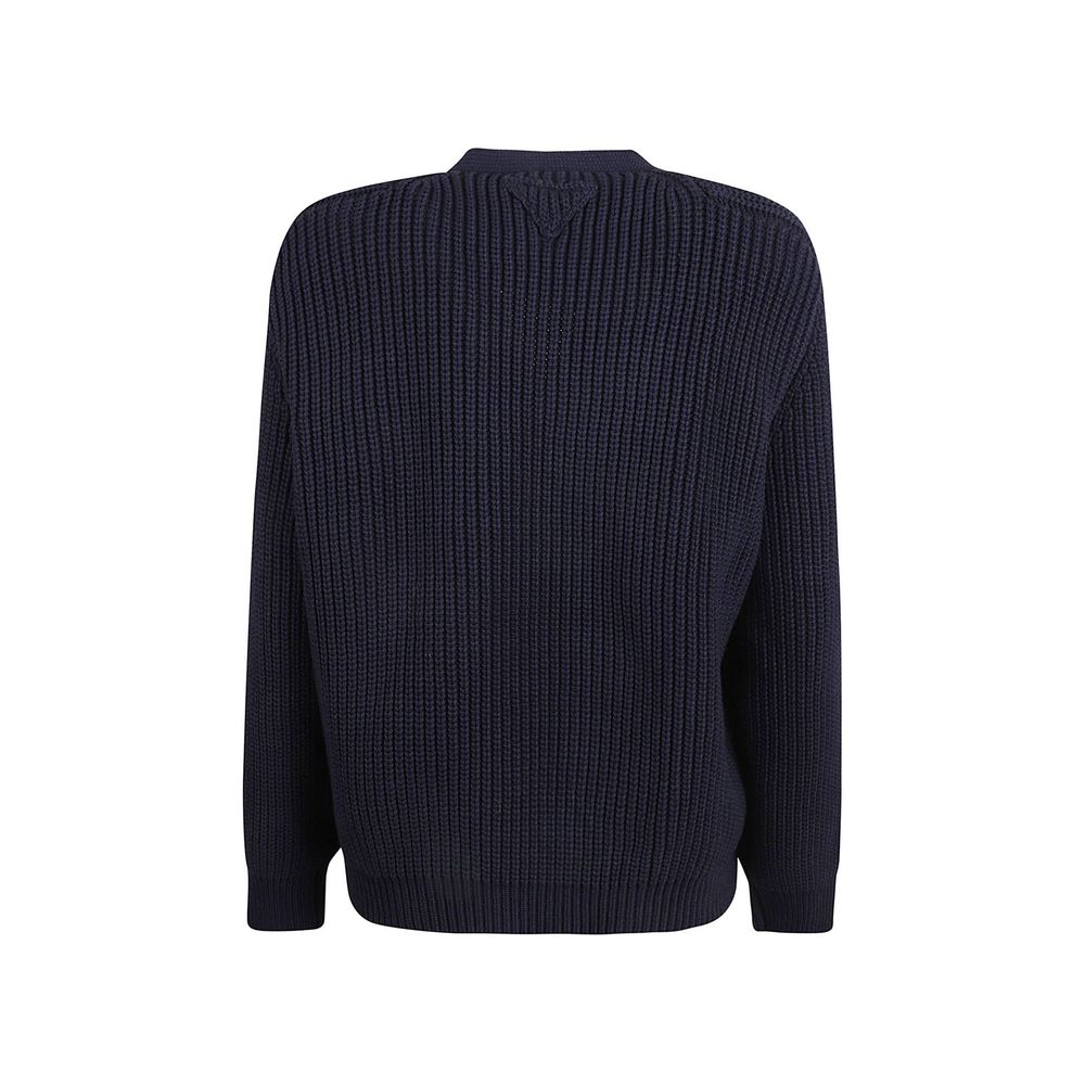 Cárdigan De Algodón Azul Prada Textura Suave Natural