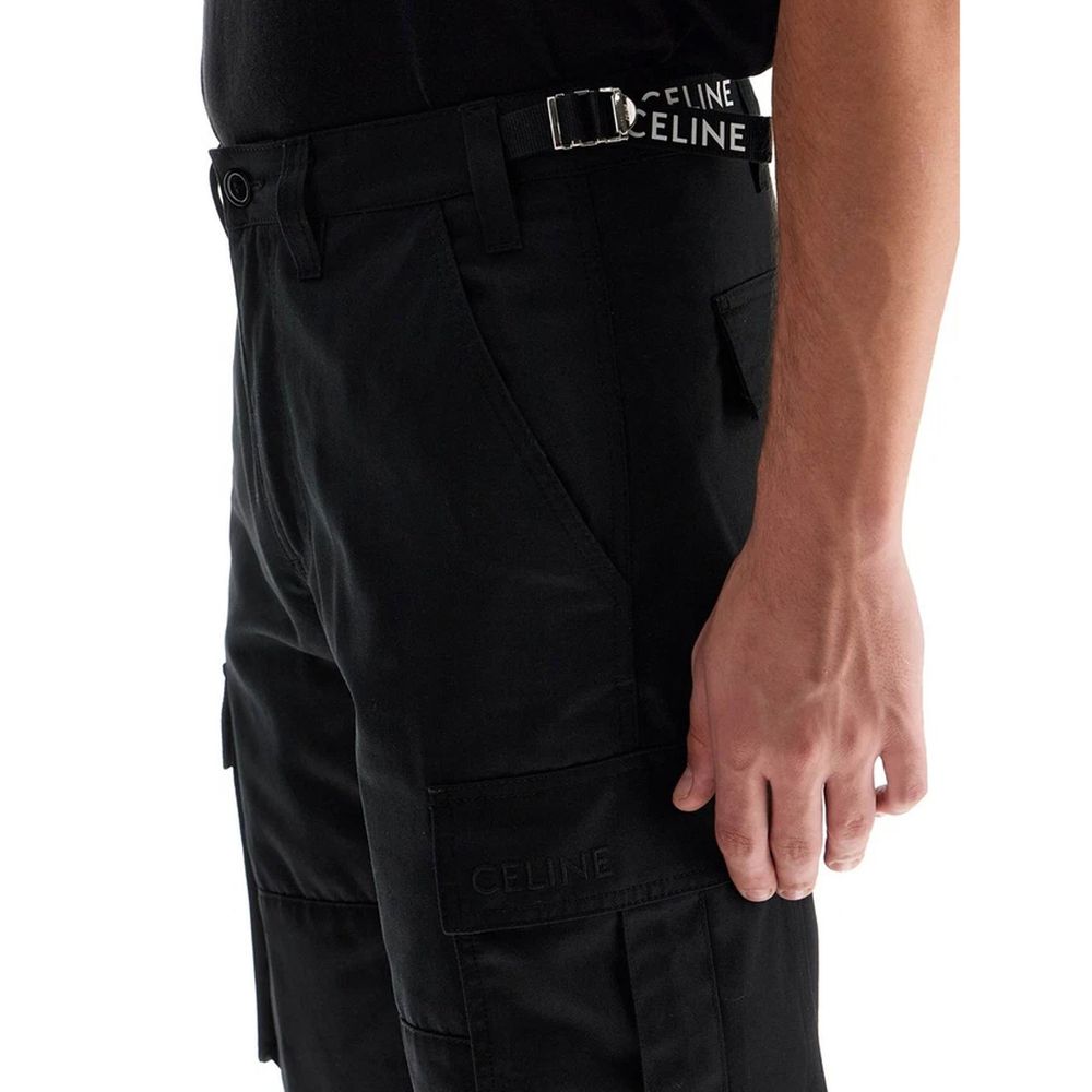 Celine Pantalones Cargo De Algodón Negro Para Hombre