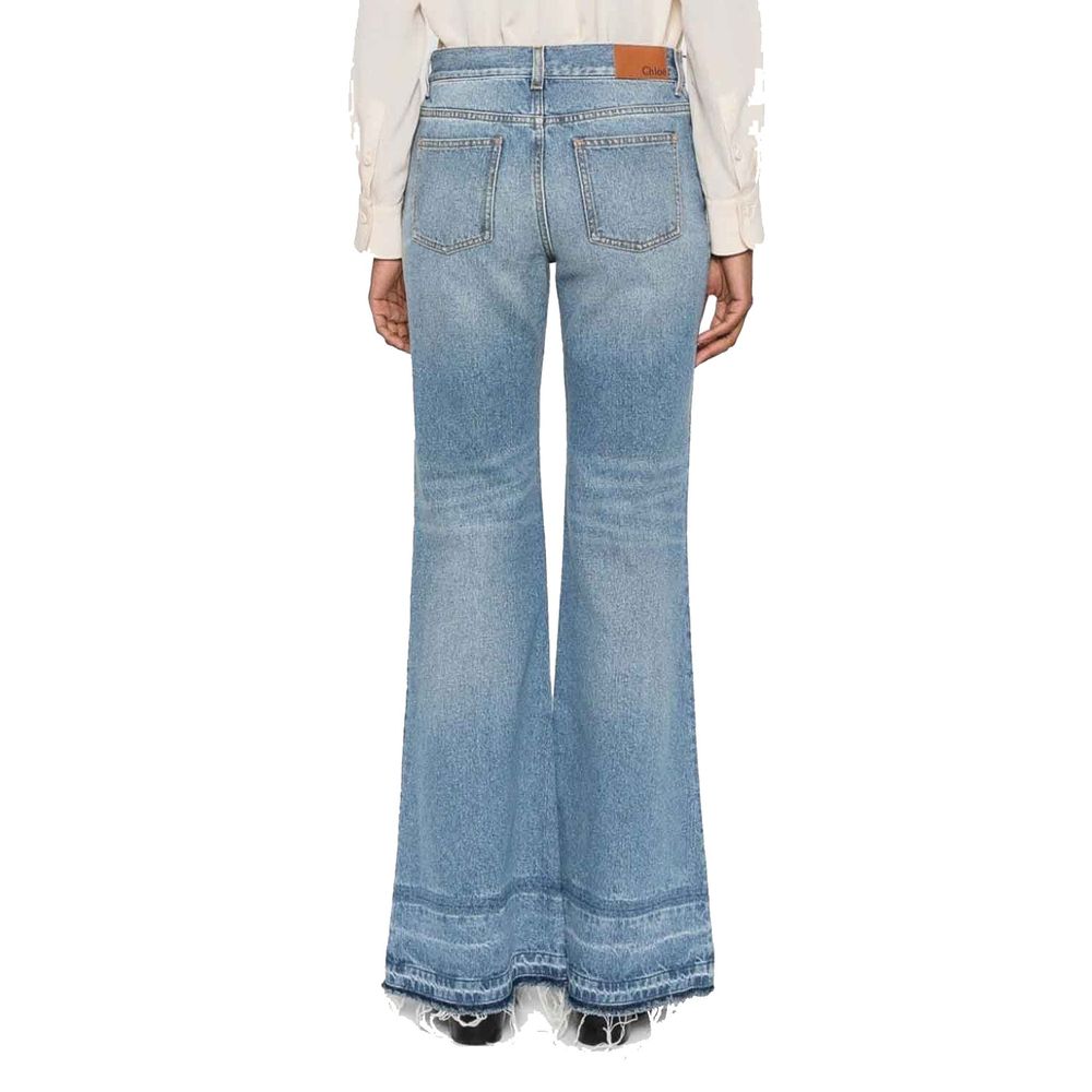 Vaqueros Acampanados Chloé De Algodón Azul Cintura Alta