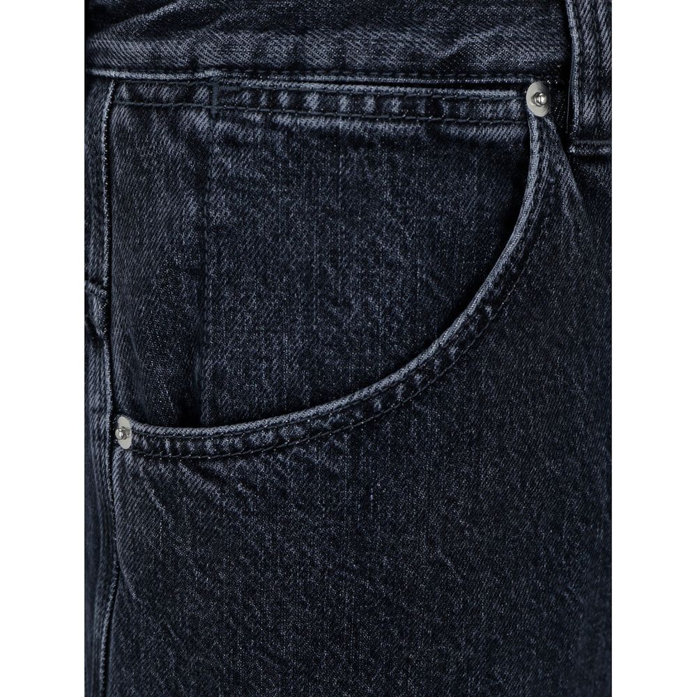 Jean en denim de coton noir avec finition classique Gucci