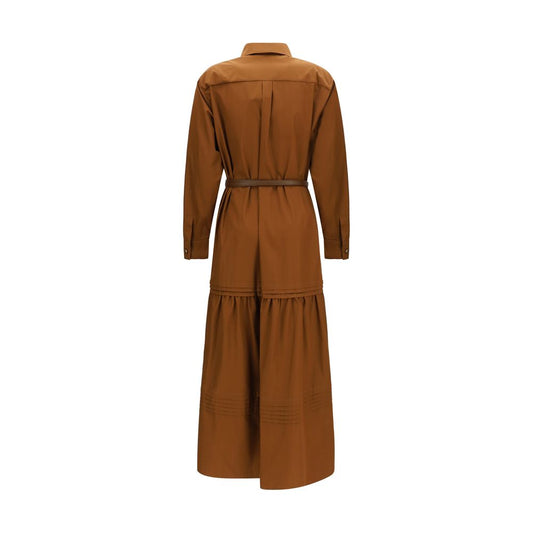 Vestido informal de algodón marrón Max Mara
