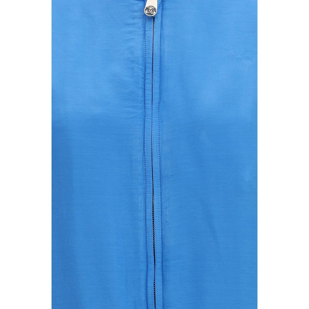 Bomber de seda azul Versace