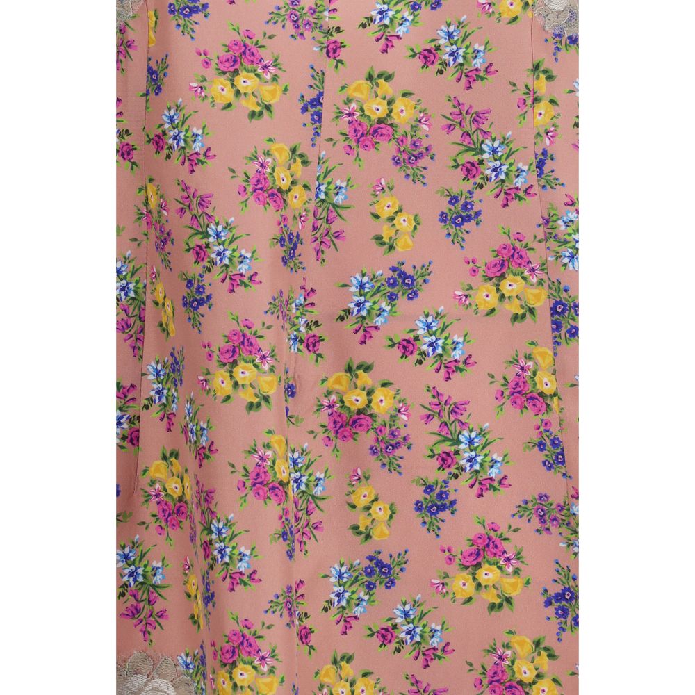 Vestido Casual De Seda Con Estampado Floral Multicolor Dolce & Gabbana