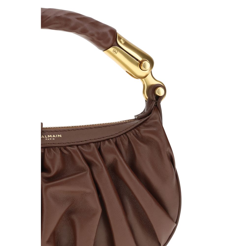 Balmain Bolso De Hombro Bos Taurus En Piel De Becerro Marrón