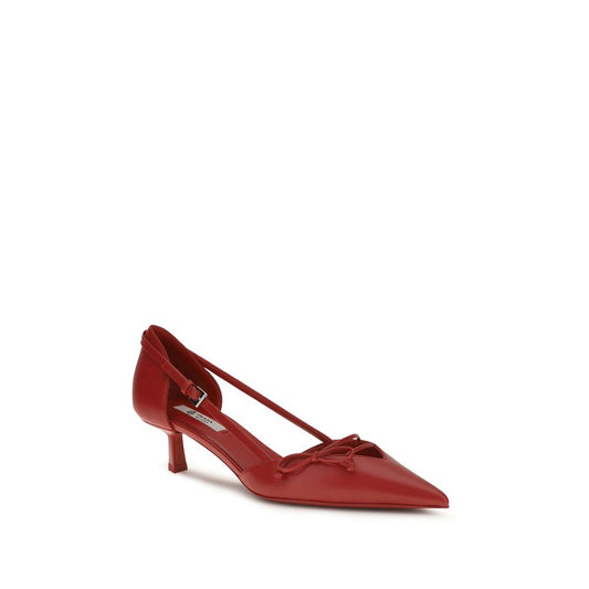 Prada Tacones De Tacón Alto Rojos En Piel De Cabra