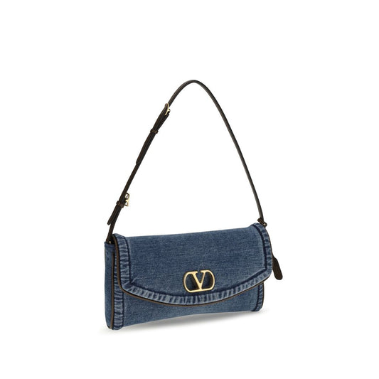 Bolso de hombro Valentino Garavani de algodón azul