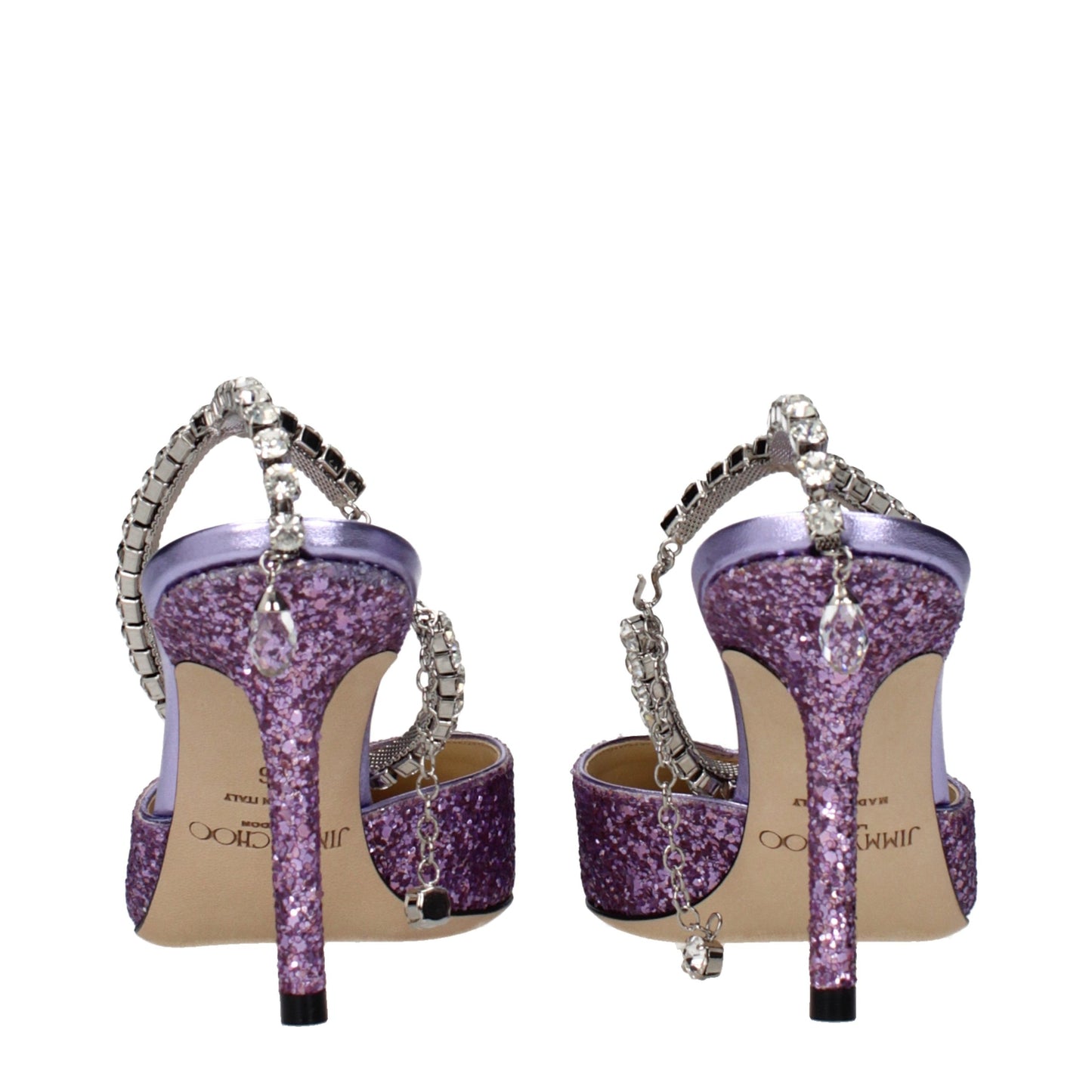 Sandalias de tacón de aguja de plástico morado Jimmy Choo