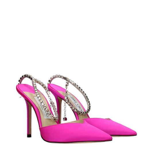 Sandalias de tacón de aguja de raso rosa Jimmy Choo