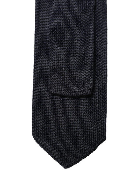 Cravate pour homme Dolce & Gabbana bleu foncé uni 100 % soie réglable
