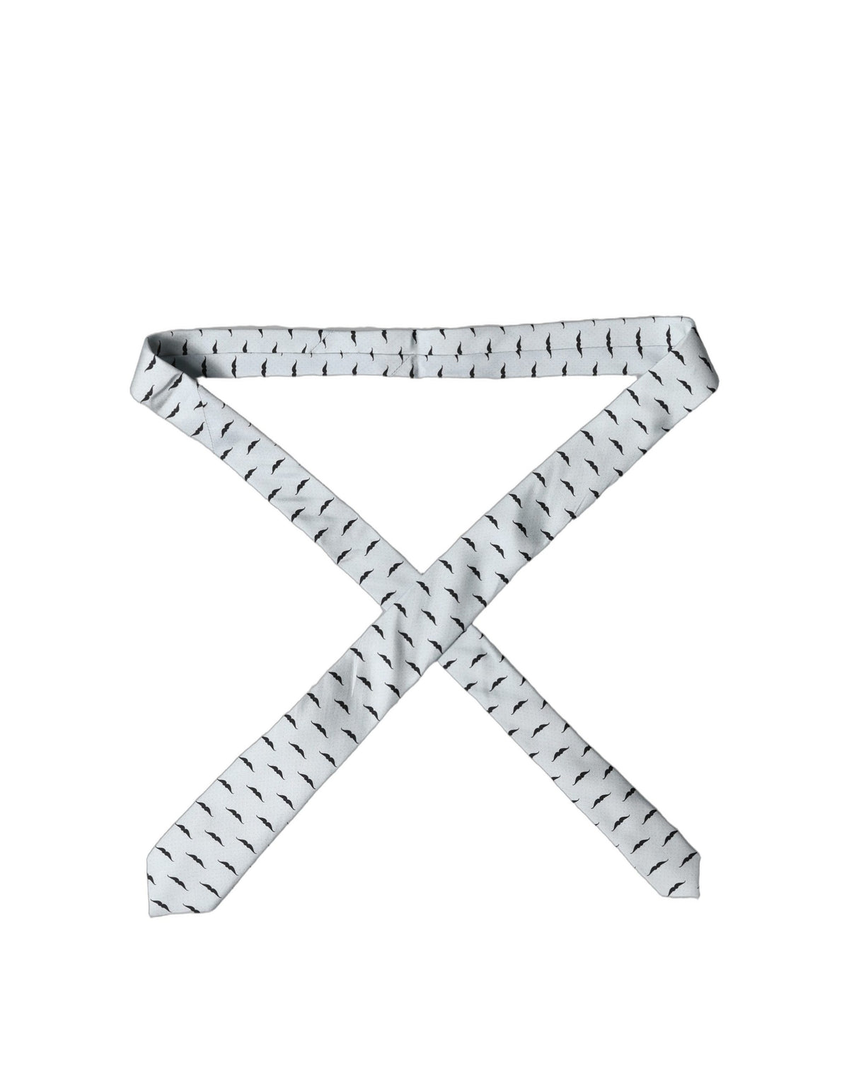 Cravate réglable en soie gris clair à motif moustache fantaisie Dolce & Gabbana