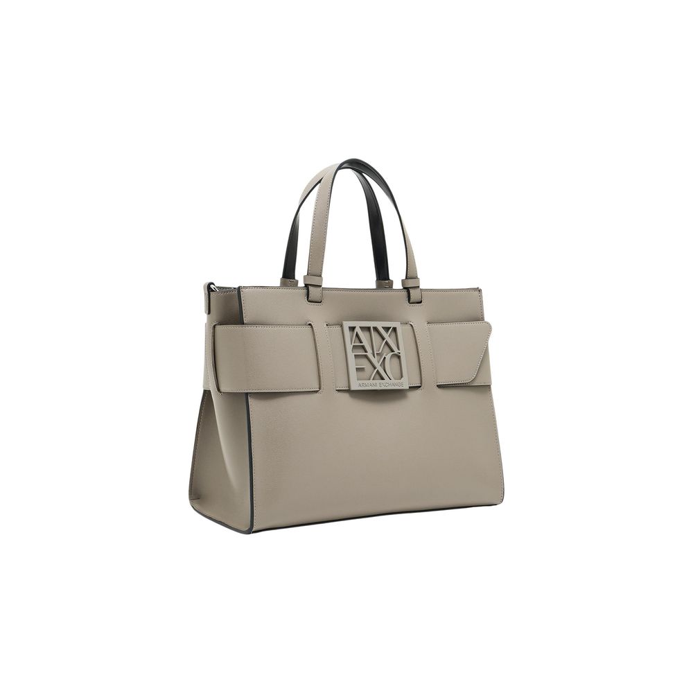 Bolso de mano de piel sintética beige Armani Exchange