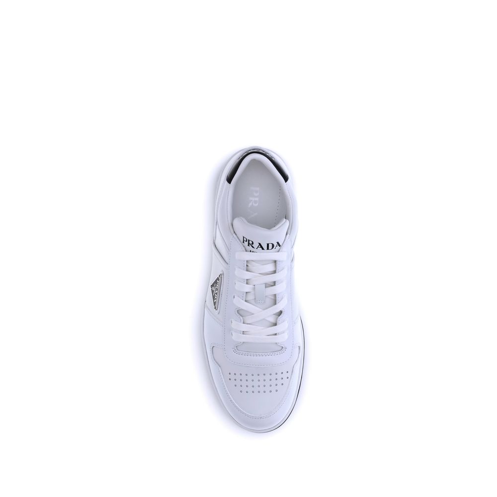 Prada White Calf Leather Sneakers - Perforated Toe And Laces