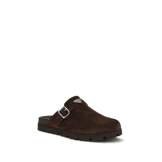 Prada Mules de Piel de Becerro Marrón Colección Bos Taurus
