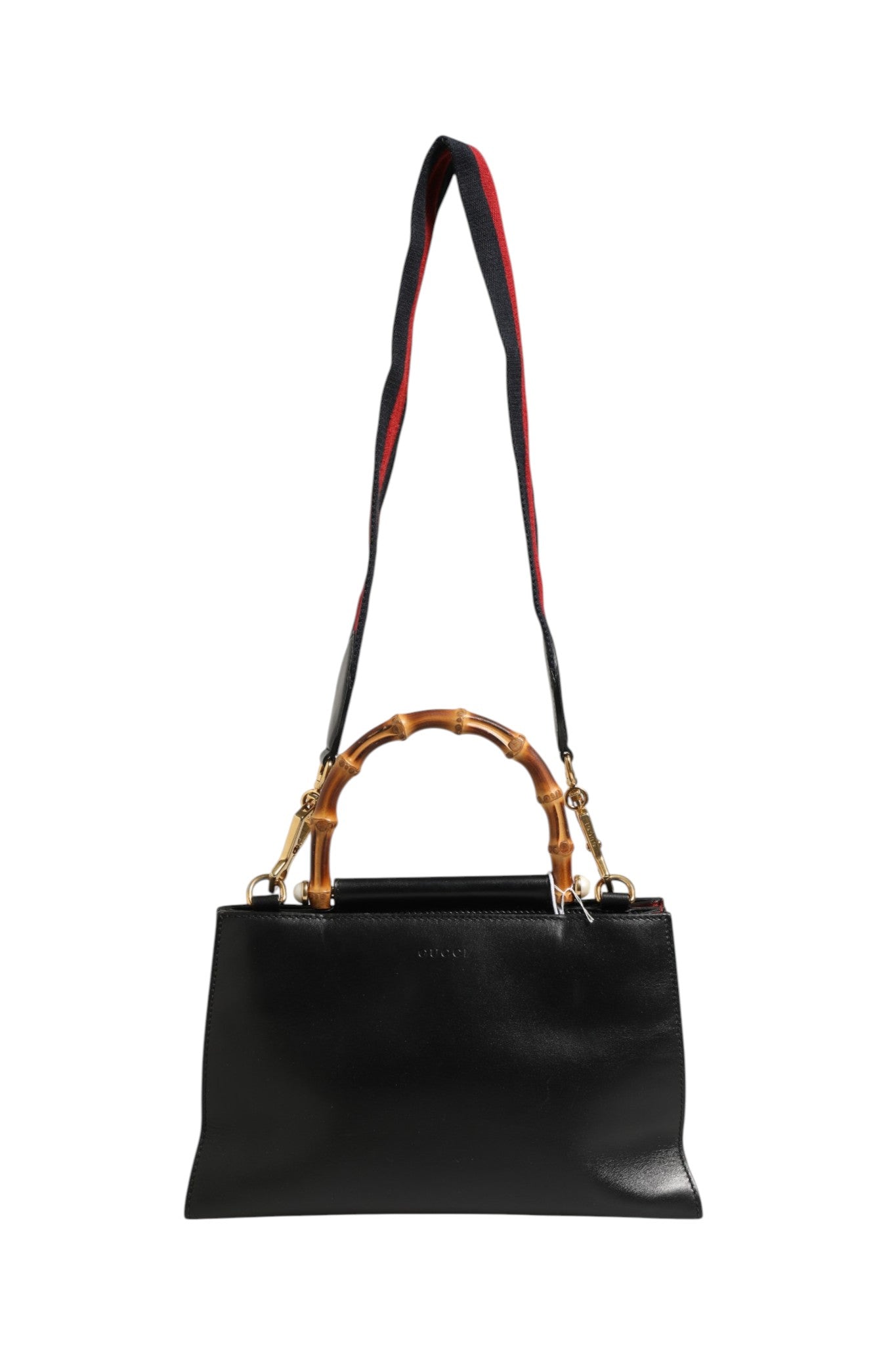 Gucci Nymphaea Leather Top Handle Bag with Bamboo Handle