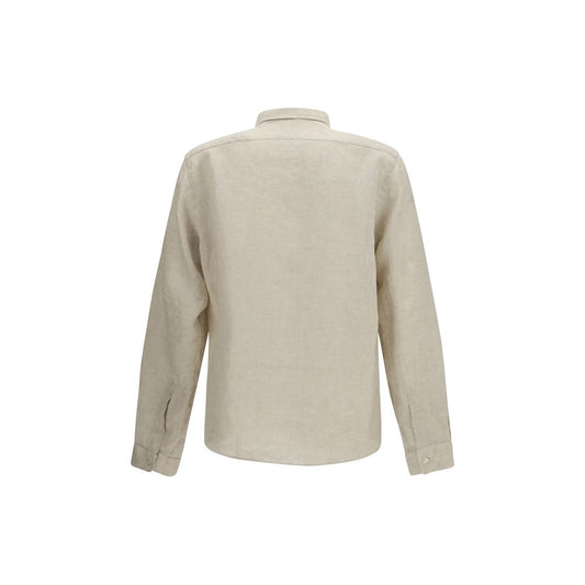 Camisa de lino negra y beige de Hugo Boss