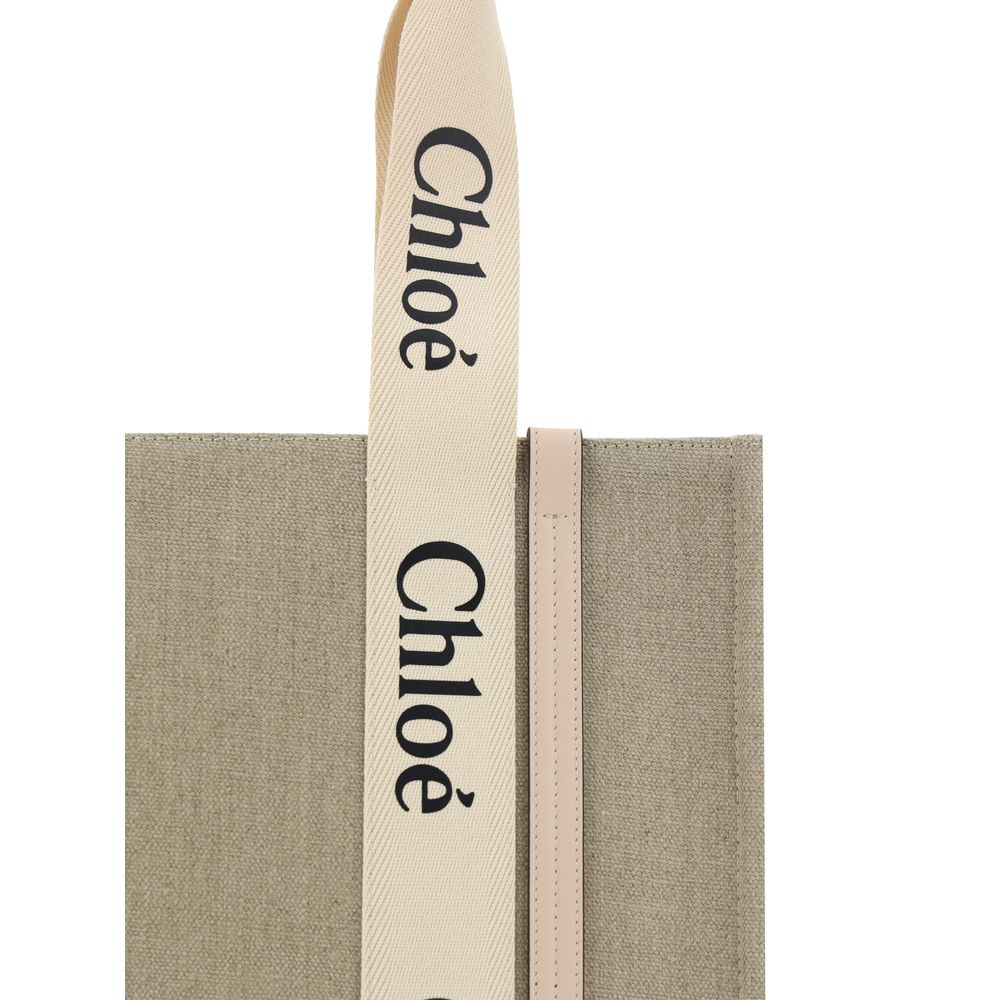 Bolso de mano de lino beige Chloé