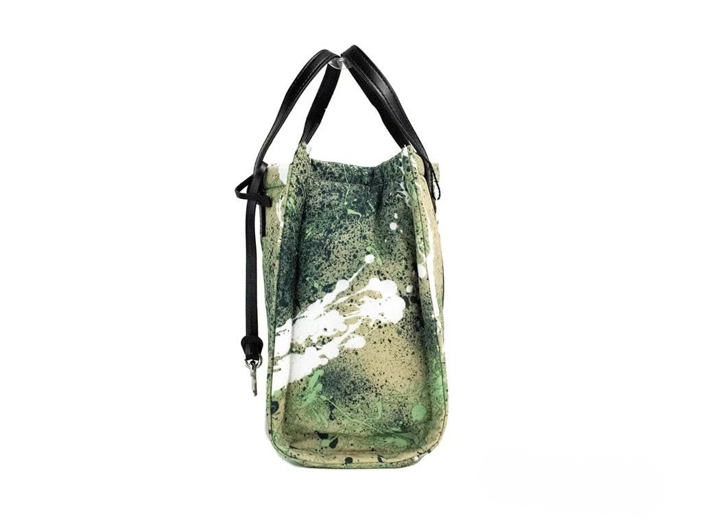 Bolso de mano cruzado de nailon con estampado de salpicaduras de pintura multicolor verde Marc Jacobs Mini
