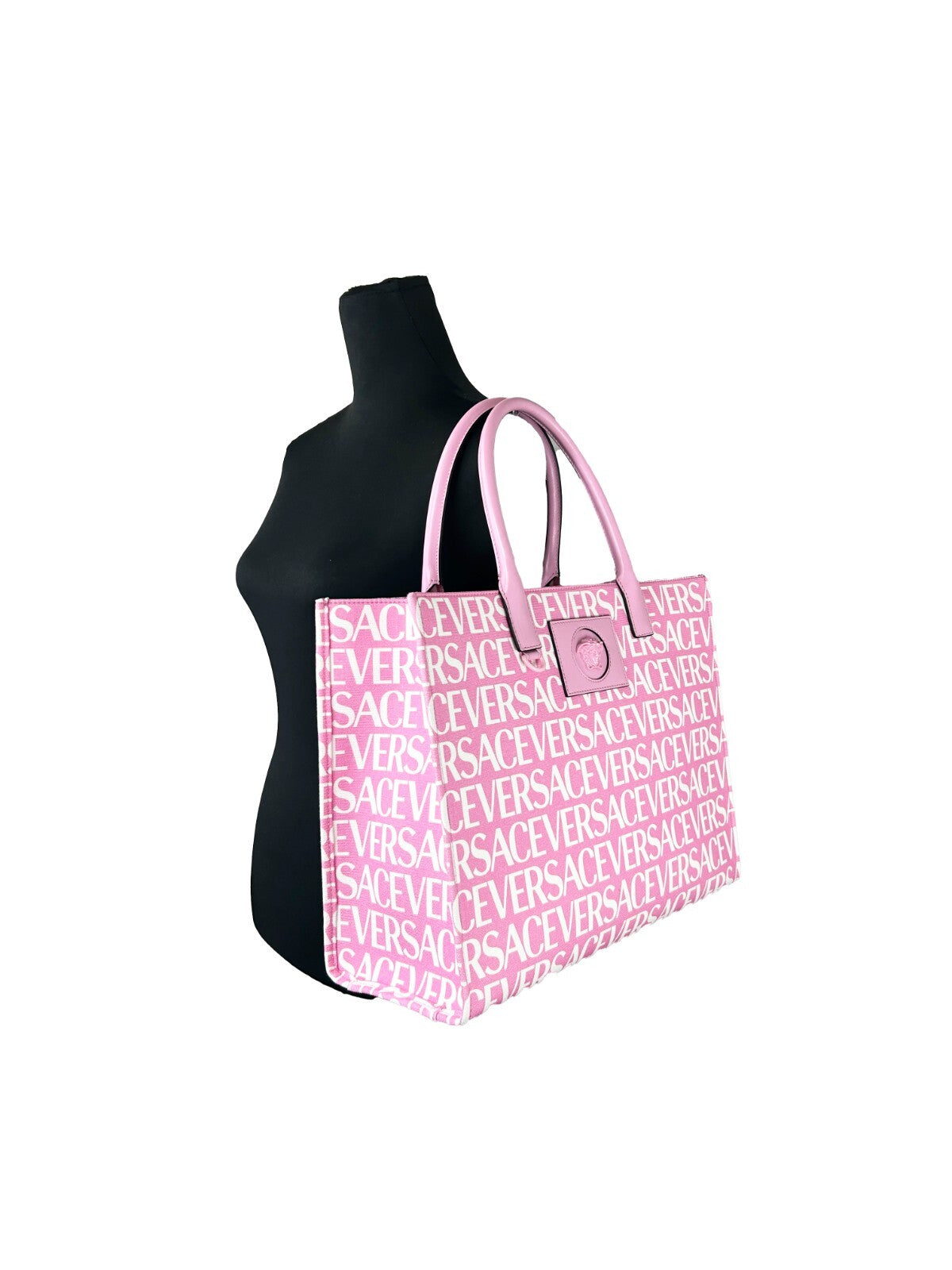 Large Versace Medusa Canvas Tote Bag Baby Pink
