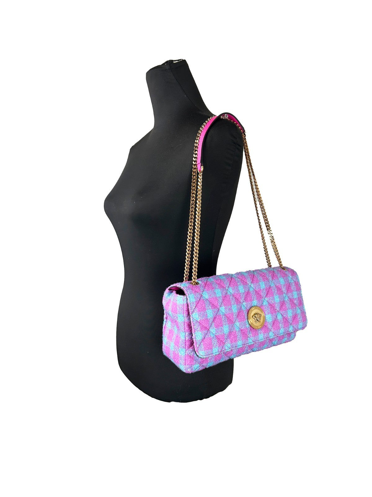 Versace Medium Size Shoulder Bag and Crossbody Bag in Wool and Lurex