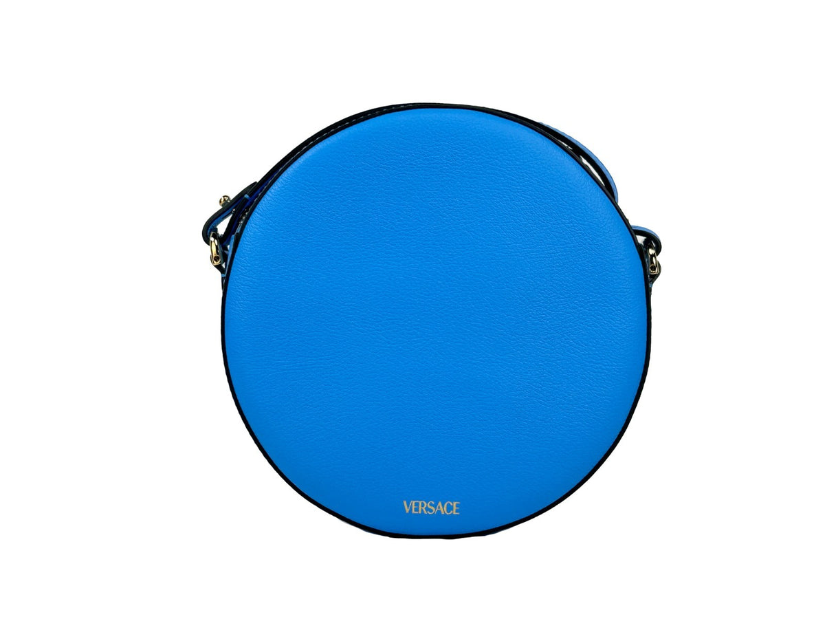 Sac bandoulière rond disco Versace - Style caméra en cuir