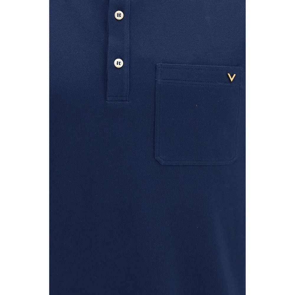 Polo Valentino Garavani en coton bleu