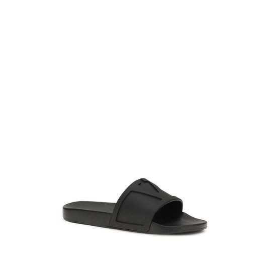 Sandalias planas de goma negras Valentino Garavani