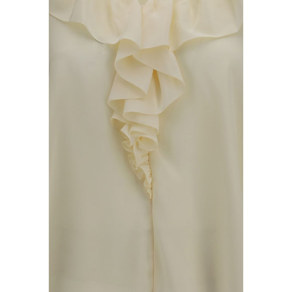 Chemisier en soie Chloé de couleur beige avec de légers volants