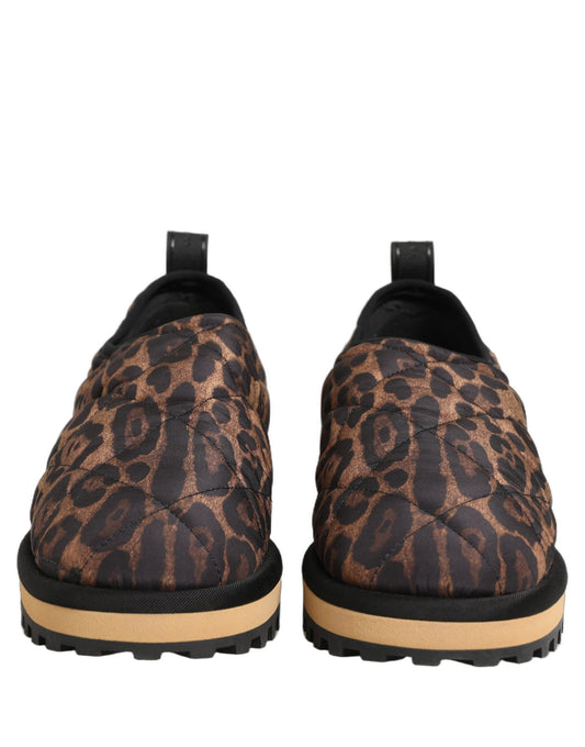 Dolce & Gabbana Brown Leopard Print Quilted Men's Sneakers