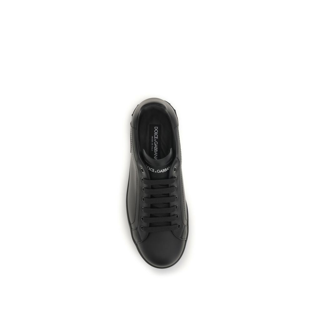 Dolce & Gabbana Black Calfskin Low-Top Sneakers