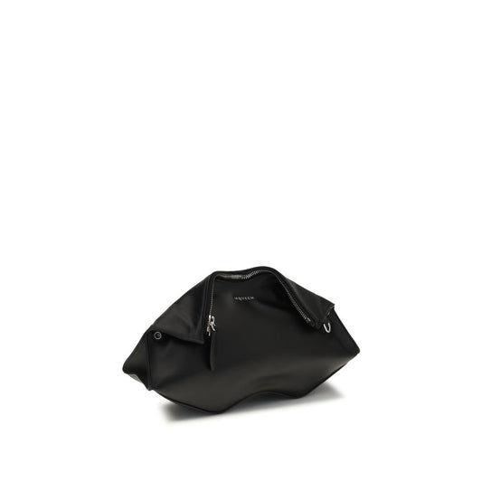 Alexander McQueen Clutch de piel de becerro negra Bos Taurus