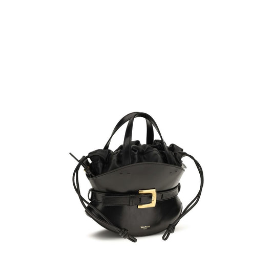 Bolso de Hombro Balmain de Piel de Becerro Negra Bos Taurus
