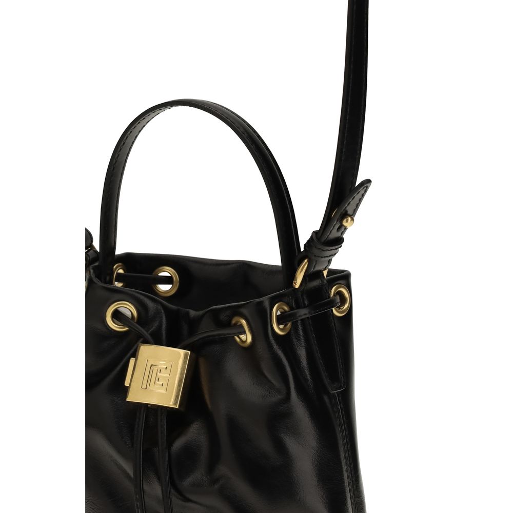 Bolso Bos Taurus Backet de Piel de Becerro Negra Balmain