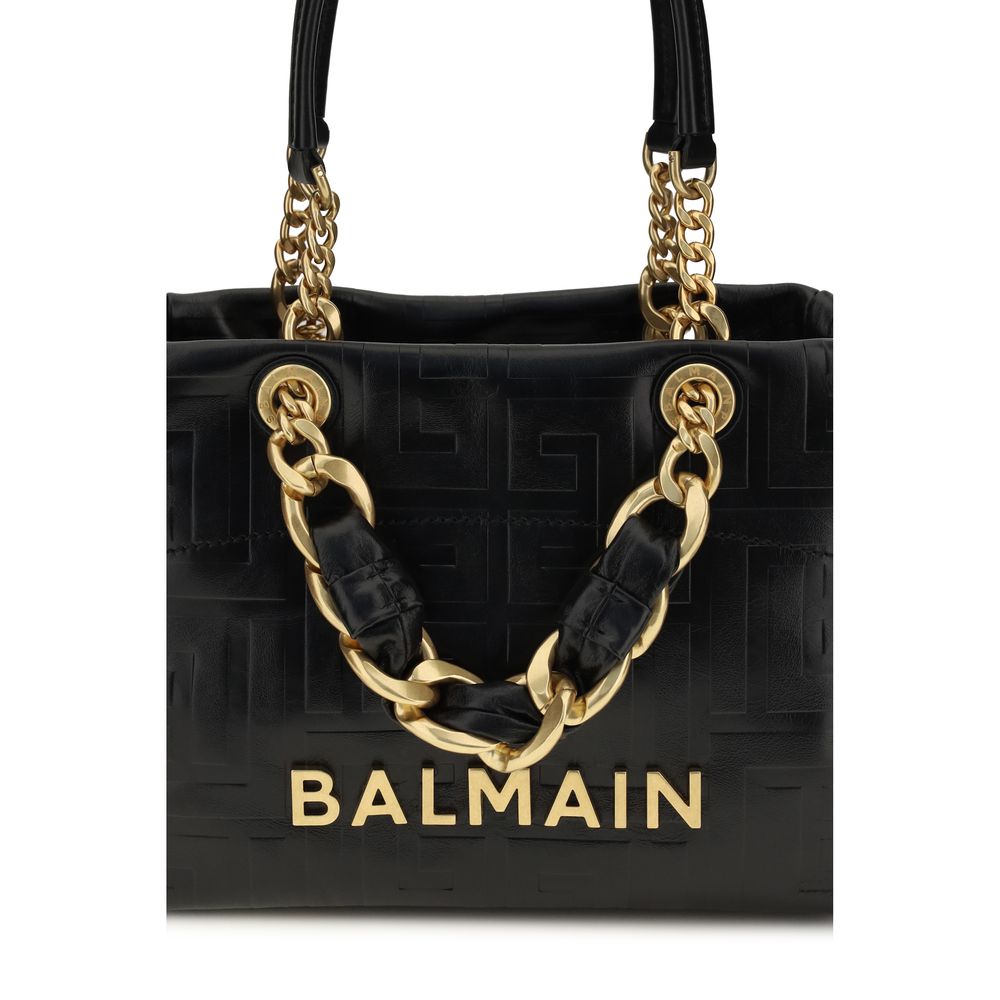 Bolso de Hombro Balmain de Piel de Becerro Negra Bos Taurus