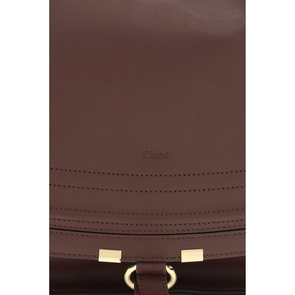 Chloé Bolsa De Hombro Marcie En Piel De Ternera Marrón