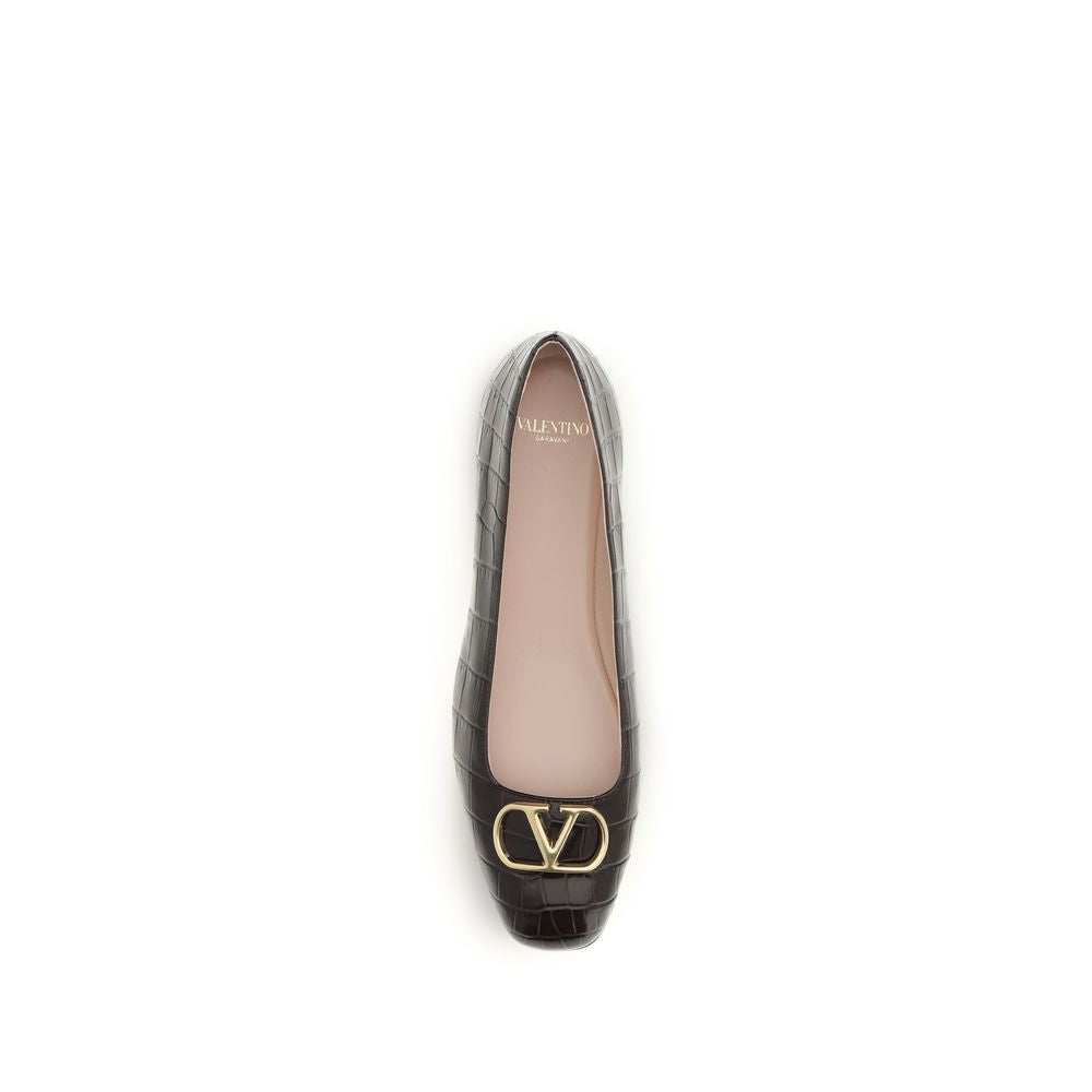 Valentino Garavani Brown Bos Taurus Calfskin Ballerina