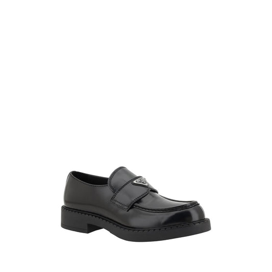 Mocasines de plataforma Prada en piel de becerro negra Bos Taurus