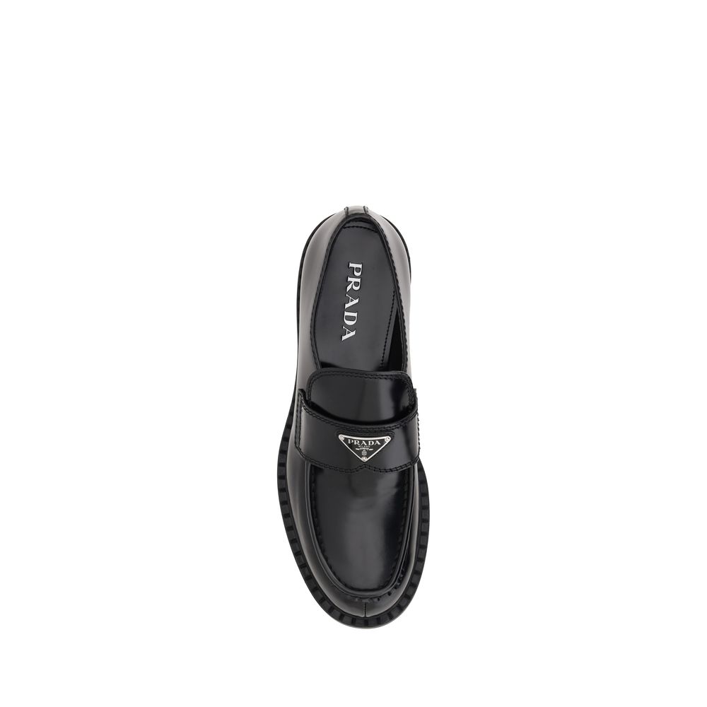 Prada Black Calfskin Loafers - Bos Taurus Platform