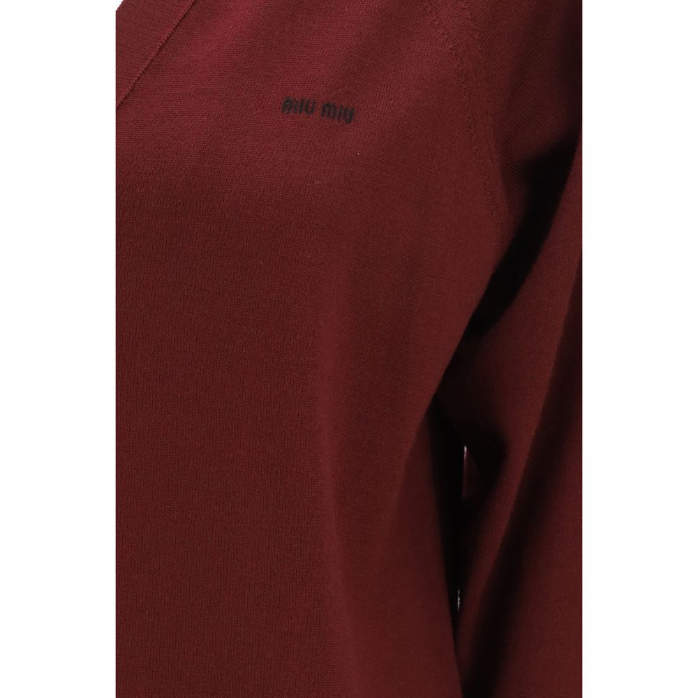 Miu Miu Cardigan - Laine Bordeaux Finition Douce Ovis Adres