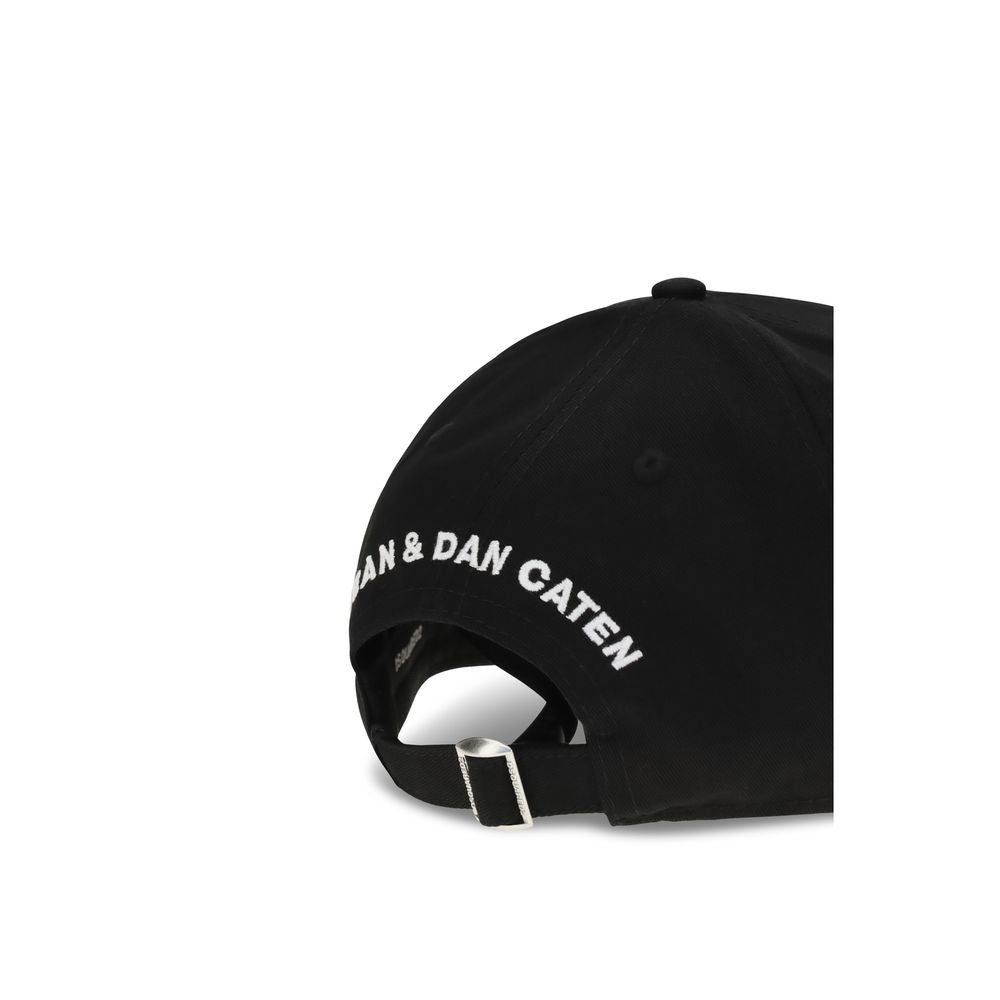 Gorra de algodón negra Dsquared² (gorra de béisbol)