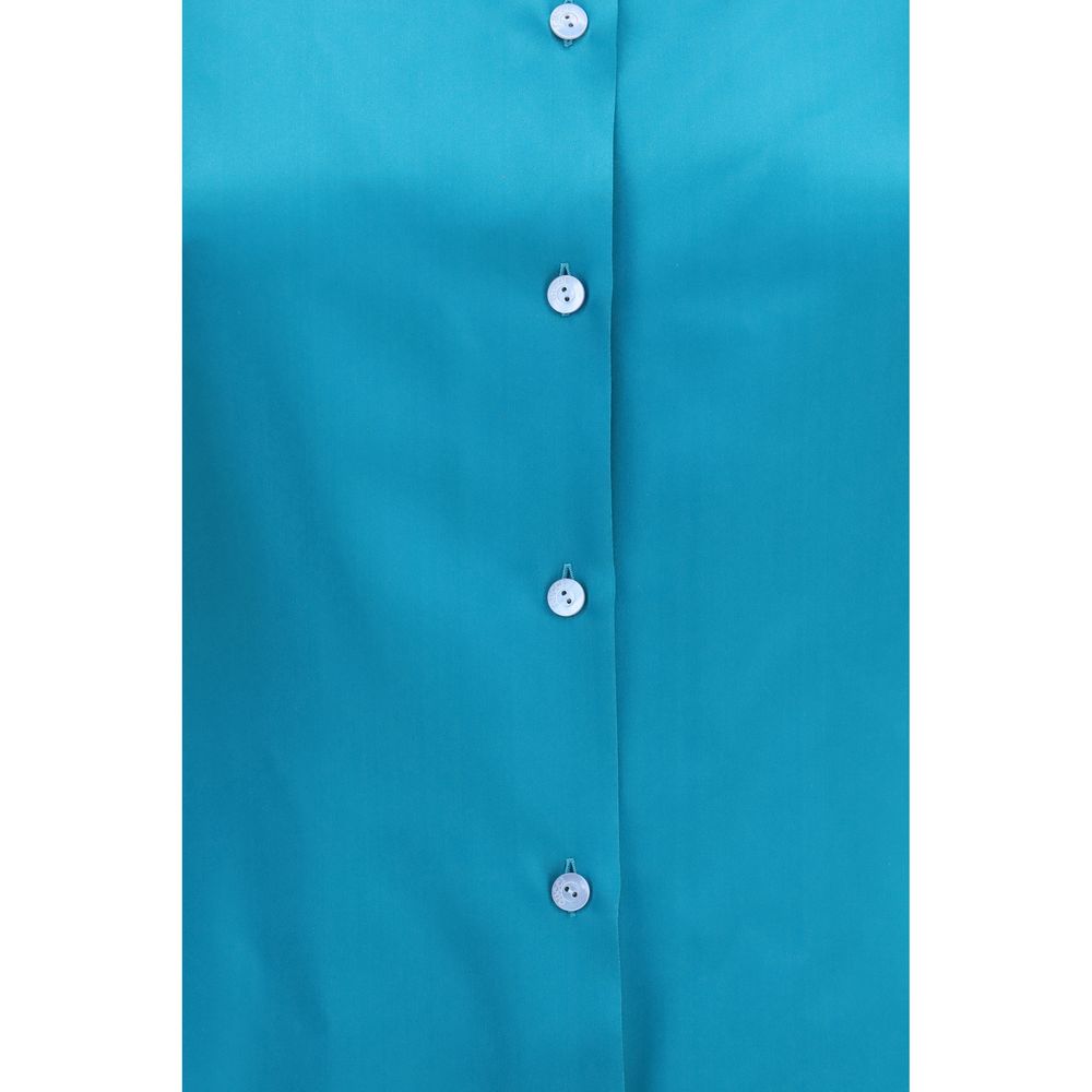 Camisa De Vestir Gucci De Seda Satinada En Color Azul