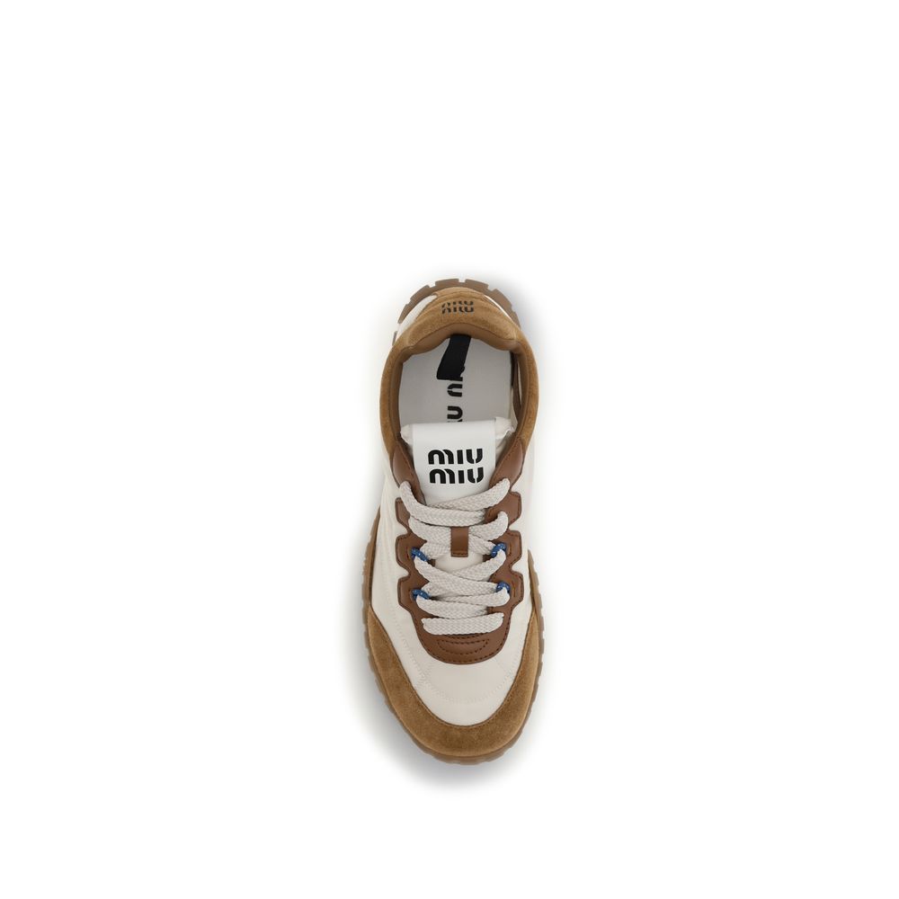 Zapatillas Deportivas Atléticas Miu Miu De Poliamida Beige