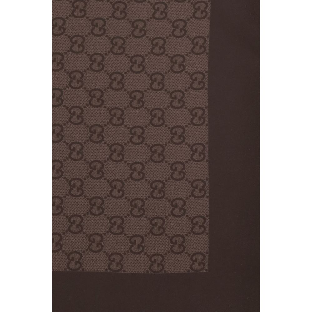 Gucci Pañuelo De Seda Marrón Tejido Jacquard Clásico